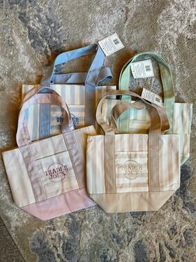 Trader Joe’s Complete Set of 4 Striped Mini Canvas Tote Bags - Summer 2026